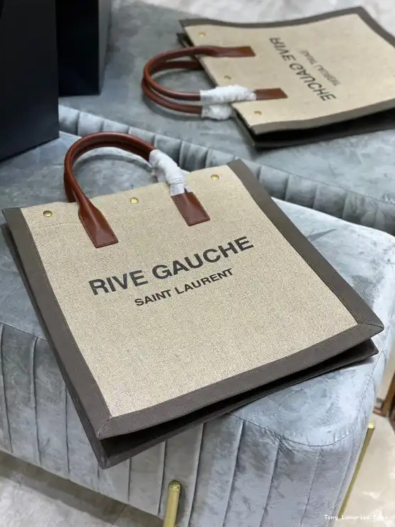 Tony Luxuries IN YSL AND RIVE COTTON SHOPPING N GAUCHE BAG S LINEN 0528